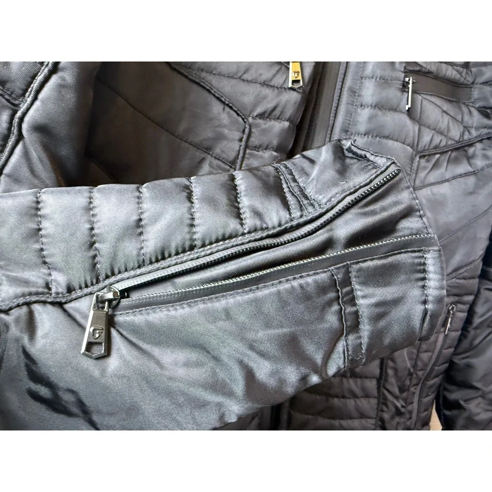 Fried Denim NYC Mens Black Quilted Puffer Moto‎ Jacket Detachable Hood XL